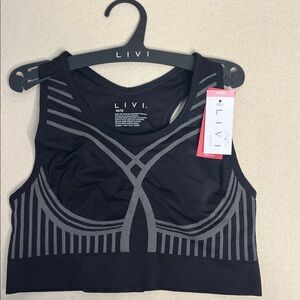 LIVI Active Black High Impact Sports Bra 10/12 NWT Racerback Wicking